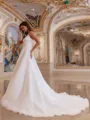 Elegant A-line Spaghetti Straps Chapel Train Organza Wedding Dress