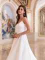 Elegant A-line Spaghetti Straps Chapel Train Organza Wedding Dress