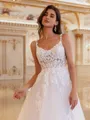 Refined Ball-Gown V-Neck Appliques Lace Cathedral Train Tulle Wedding Dress