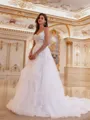 Refined Ball-Gown V-Neck Appliques Lace Cathedral Train Tulle Wedding Dress