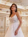 Refined Ball-Gown V-Neck Appliques Lace Cathedral Train Tulle Wedding Dress