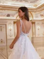 Refined Ball-Gown V-Neck Appliques Lace Cathedral Train Tulle Wedding Dress