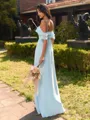 Perfect A-line Cold Shoulder Ruffles Floor-Length Chiffon Bridesmaid Dress