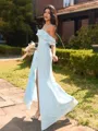 Perfect A-line Cold Shoulder Ruffles Floor-Length Chiffon Bridesmaid Dress
