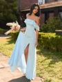 Perfect A-line Cold Shoulder Ruffles Floor-Length Chiffon Bridesmaid Dress