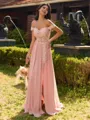 Fashion A-line Off-the-Shoulder Appliques Lace Floor-Length Chiffon Bridesmaid Dress