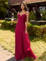 Glam A-line V-Neck Pleated Floor-Length Chiffon Bridesmaid Dress