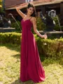Glam A-line V-Neck Pleated Floor-Length Chiffon Bridesmaid Dress