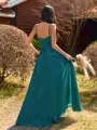Pretty A-line V-Neck Pleated Floor-Length Chiffon Bridesmaid Dress