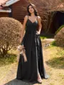 Pretty A-line V-Neck Pleated Floor-Length Chiffon Bridesmaid Dress