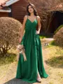 Pretty A-line V-Neck Pleated Floor-Length Chiffon Bridesmaid Dress