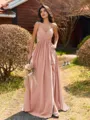 Pretty A-line V-Neck Pleated Floor-Length Chiffon Bridesmaid Dress