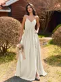 Pretty A-line V-Neck Pleated Floor-Length Chiffon Bridesmaid Dress