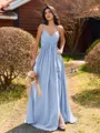 Pretty A-line V-Neck Pleated Floor-Length Chiffon Bridesmaid Dress