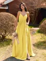 Pretty A-line V-Neck Pleated Floor-Length Chiffon Bridesmaid Dress