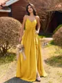 Pretty A-line V-Neck Pleated Floor-Length Chiffon Bridesmaid Dress