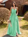 Pretty A-line V-Neck Pleated Floor-Length Chiffon Bridesmaid Dress