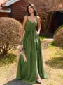 Pretty A-line V-Neck Pleated Floor-Length Chiffon Bridesmaid Dress