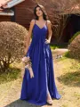 Pretty A-line V-Neck Pleated Floor-Length Chiffon Bridesmaid Dress