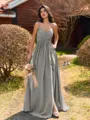 Pretty A-line V-Neck Pleated Floor-Length Chiffon Bridesmaid Dress
