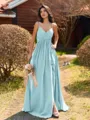 Pretty A-line V-Neck Pleated Floor-Length Chiffon Bridesmaid Dress