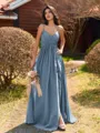 Pretty A-line V-Neck Pleated Floor-Length Chiffon Bridesmaid Dress