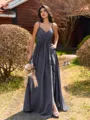 Pretty A-line V-Neck Pleated Floor-Length Chiffon Bridesmaid Dress