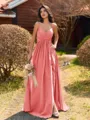 Pretty A-line V-Neck Pleated Floor-Length Chiffon Bridesmaid Dress
