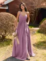 Pretty A-line V-Neck Pleated Floor-Length Chiffon Bridesmaid Dress