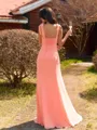 Hot Sheath Square Bow Floor-Length Chiffon Bridesmaid Dress