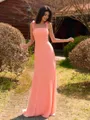 Hot Sheath Square Bow Floor-Length Chiffon Bridesmaid Dress