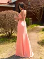 Hot Sheath Square Bow Floor-Length Chiffon Bridesmaid Dress