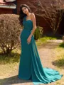 Delicate Sheath One-Shoulder Beading Court Train Chiffon Bridesmaid Dress