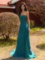 Delicate Sheath One-Shoulder Beading Court Train Chiffon Bridesmaid Dress