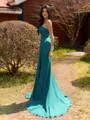 Delicate Sheath One-Shoulder Beading Court Train Chiffon Bridesmaid Dress