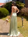 Glamorous A-line Halter Floor-Length Silk Like Satin Bridesmaid Dress