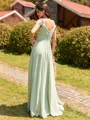 Splendid A-line Cold Shoulder Pleated Floor-Length Chiffon Bridesmaid Dress