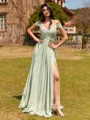 Splendid A-line Cold Shoulder Pleated Floor-Length Chiffon Bridesmaid Dress