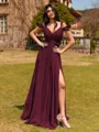 Splendid A-line Cold Shoulder Pleated Floor-Length Chiffon Bridesmaid Dress