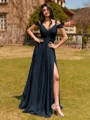 Splendid A-line Cold Shoulder Pleated Floor-Length Chiffon Bridesmaid Dress