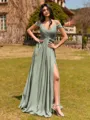 Splendid A-line Cold Shoulder Pleated Floor-Length Chiffon Bridesmaid Dress