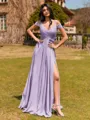 Splendid A-line Cold Shoulder Pleated Floor-Length Chiffon Bridesmaid Dress