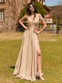 Splendid A-line Cold Shoulder Pleated Floor-Length Chiffon Bridesmaid Dress