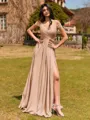 Splendid A-line Cold Shoulder Pleated Floor-Length Chiffon Bridesmaid Dress
