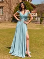 Splendid A-line Cold Shoulder Pleated Floor-Length Chiffon Bridesmaid Dress