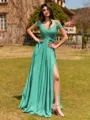 Splendid A-line Cold Shoulder Pleated Floor-Length Chiffon Bridesmaid Dress