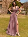Splendid A-line Cold Shoulder Pleated Floor-Length Chiffon Bridesmaid Dress
