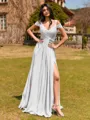 Splendid A-line Cold Shoulder Pleated Floor-Length Chiffon Bridesmaid Dress