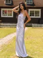 Graceful Sheath One-Shoulder Pleated Floor-Length Silk like Satin Bridesmaid Dress