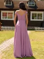 Enchanting A-line Off-the-Shoulder Pleated Floor-Length Chiffon Bridesmaid Dress